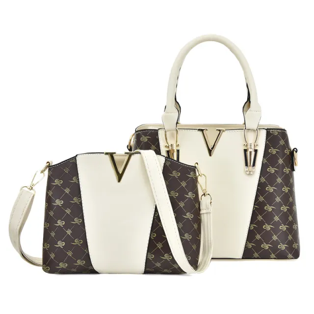 Fashion Handbag Hit Color Printing One Shoulder Messenger Bag White - Shop at LoveMi