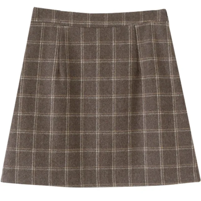 Skirt Style Retro Autumn And Winter Woolen Brown - Shop at LoveMi