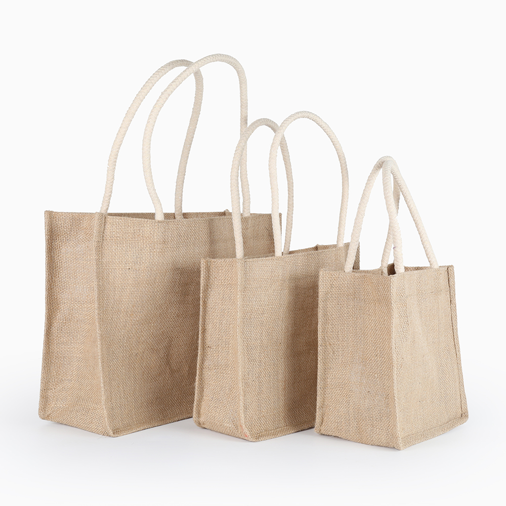 Title 2, Jute shopping bag with fine linen and cotton, p...