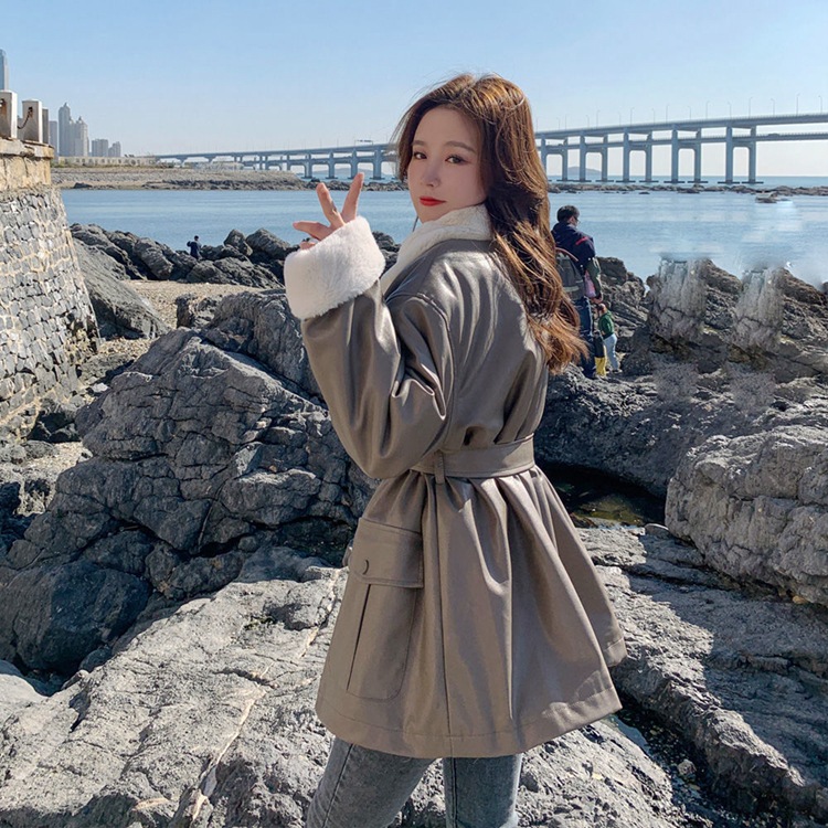 Plus Velvet Women's Mid-length Thickened Waist Loose Coat