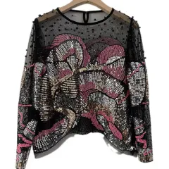 Light Luxury Beaded French Fashion Versatile Handmade Sequin Top - Pink - View 1