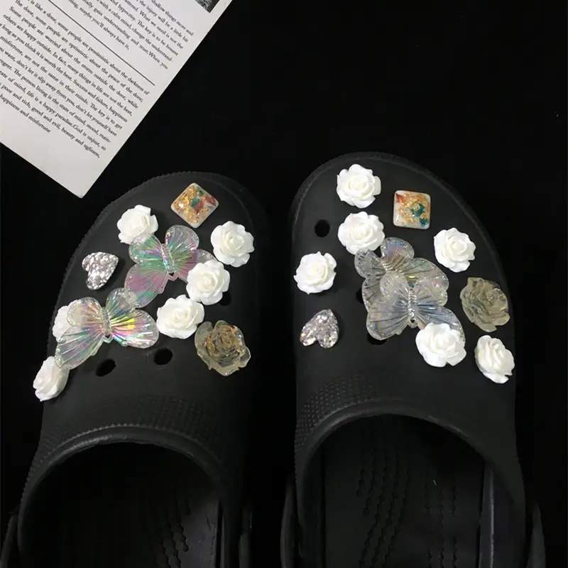 Sneakers Flower Accessories Decorative Buckle Black Diy