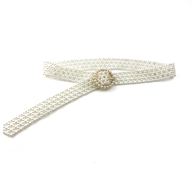 Net Red Handmade Beaded Pearl Ladies Belt Decoration Wild Skirt Diamond Braided Belt