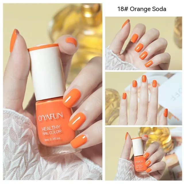 Nail Polish New Water based Long lasting Quick drying Transparent 18 Orange Soda - Shop at LoveMi