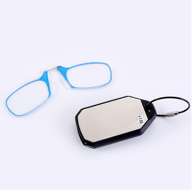 Title 2, Portable Mini Reading Glasses Keychain Clip Nose