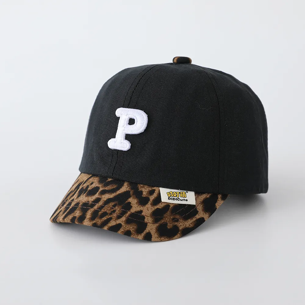 Children's Patchwork Leopard Print Brimmed Letter P