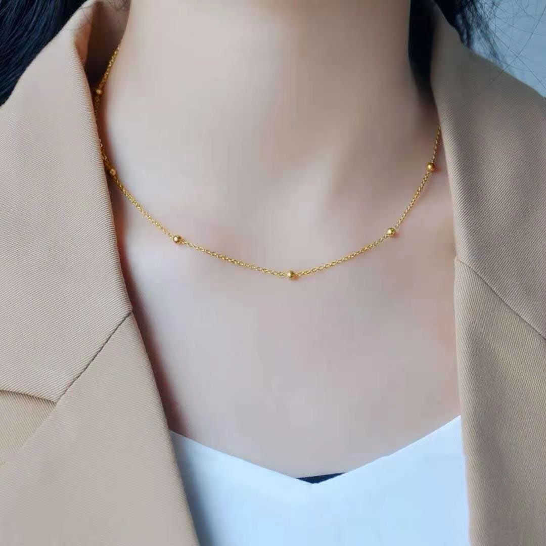 Versatile Minimalist True  Small Gold Bean Necklace