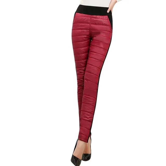 Winter Women's Plus Size Elastic Waist Cotton Trousers Red - Shop at LoveMi