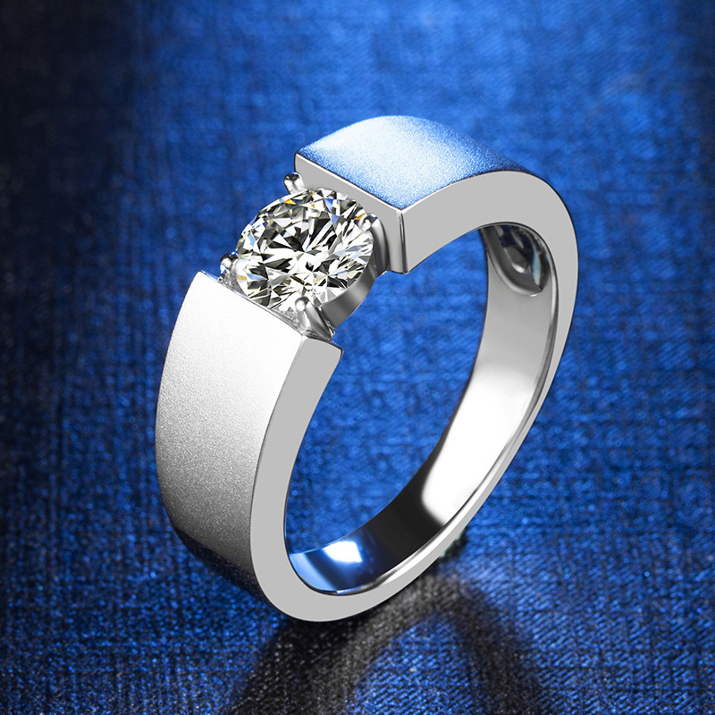 Simple Sterling Silver Moissanite Men's Ring Collectionng