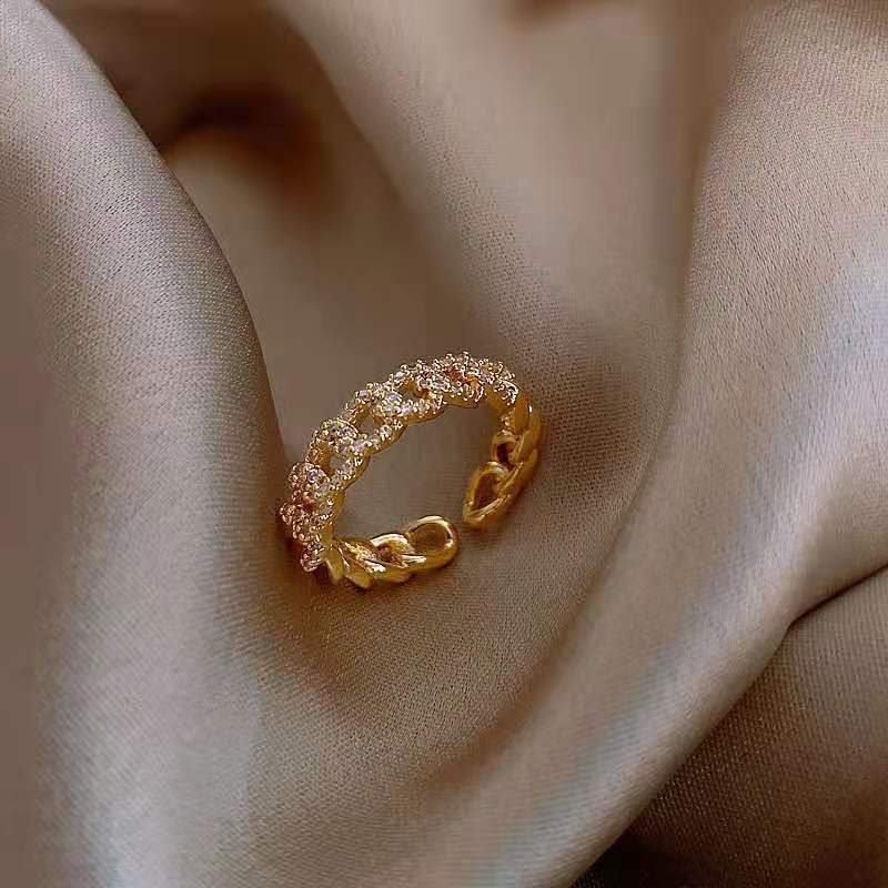 Index Finger Ring Hollow Copper Zircon Ring Female