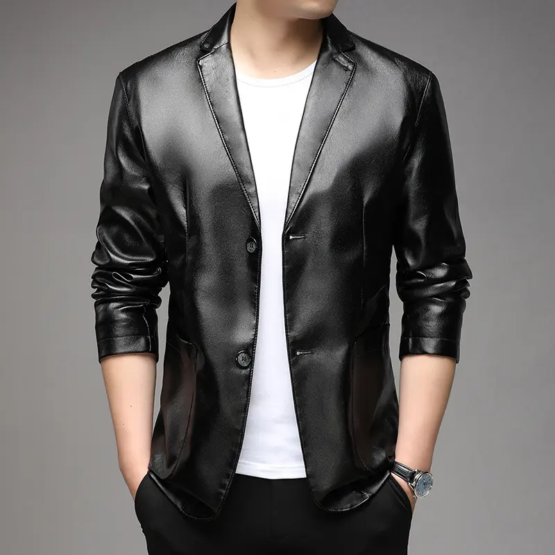 Men's Pu Leather Jacket for Young and Middle-aged Casual