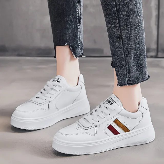 Thick soled Heightened Casual Sneakers For Summer White - Shop at LoveMi