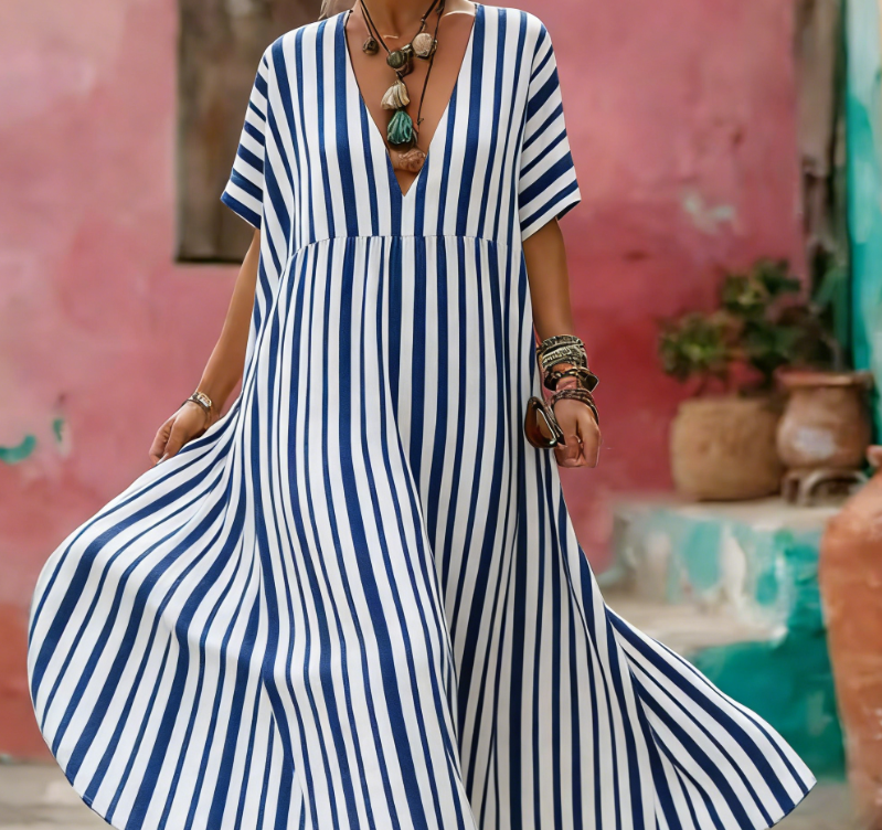 Women's Floral Print V-Neck Maxi Dress