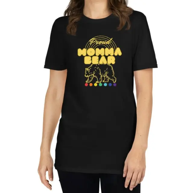 Bear Proud Mother Digital Printing Casual Round Neck Short Sleeves T shirt Black - Shop at LoveMi