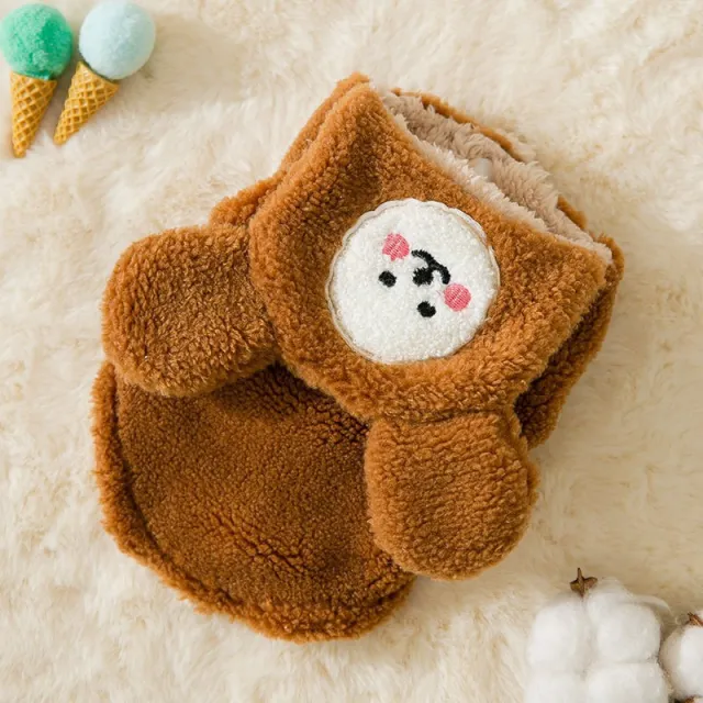 Pet ClothesLapel Hat Waistcoat Cotton padded Small And Medium sized Dogs Cats Brown - Shop at LoveMi