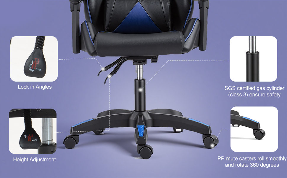 Gaming Reclining Swivel Chair For Adults,Ergonomic Racing PC With Lumbar Support — image 3