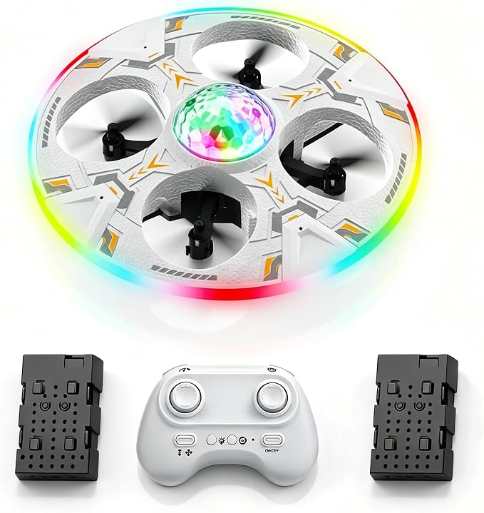 RC UFO Drone Flying Helicopter Toy For Kids With Auto Hover And LED
