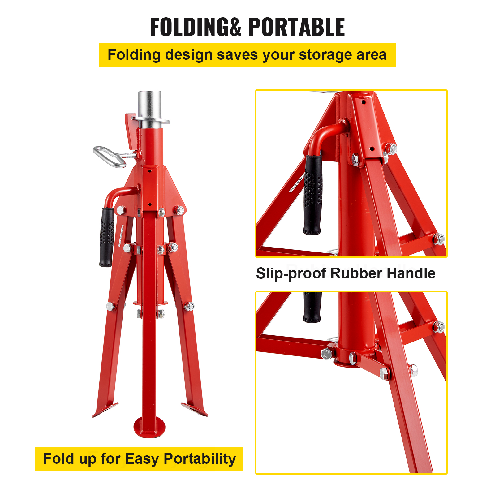 VEVOR V Head Pipe Stand Capacity, Adjustable Height Load Capacity, Portable Folding Pipe Stands, Carbon Steel Body More Durable image 2
