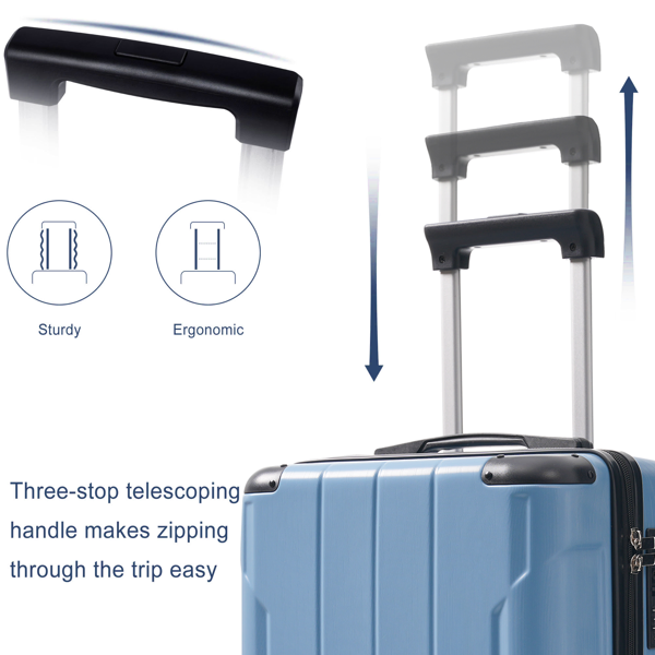 20-Inch Hardshell Carry-On Luggage, Lightweight Durable ABS Suitcase with Spinner Wheels, Built-in TSA Lock, 2 Packing Cubes, Blue-gray-18