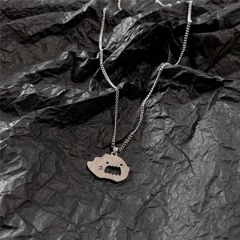 Sweet Cool Hip Hop Cartoon Little Titanium Steel Pendant Necklace