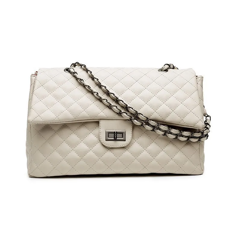 Large-capacity Retro Tote Messenger Female Bag - White