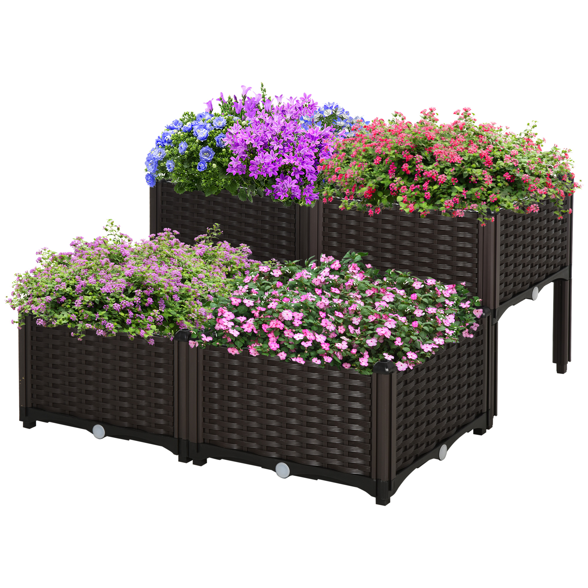 Four Piece Set 26L Garden Elevated Flowerpot Planting Box, Made Of PP Material — image 6