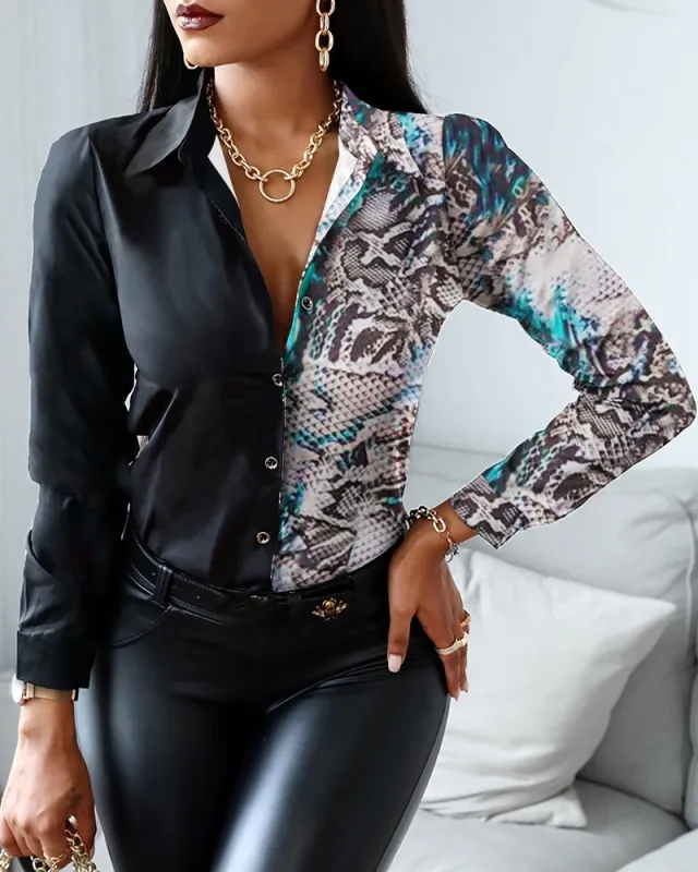 Printed Long Sleeve Shirt Top Women's Wear Figure Color5 2Xl - Shop at LoveMi