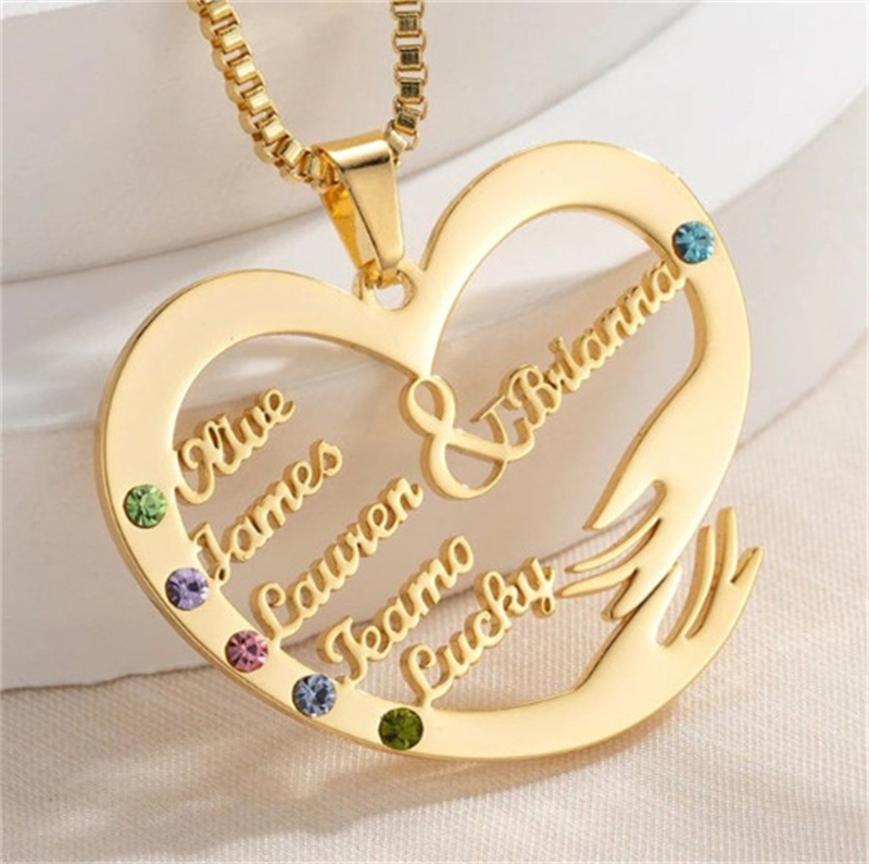 Women's Fashion Simple Birthstone Heart-shaped Pendant Necklace