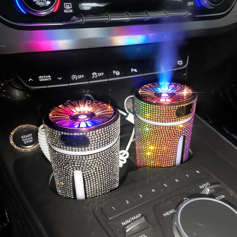 Luxury Diamond Car Humidifier LED Light Car Diffuser Auto Air Purifier Aromatherapy Diffuser Air Freshener Car Accessories For Woman – image 3
