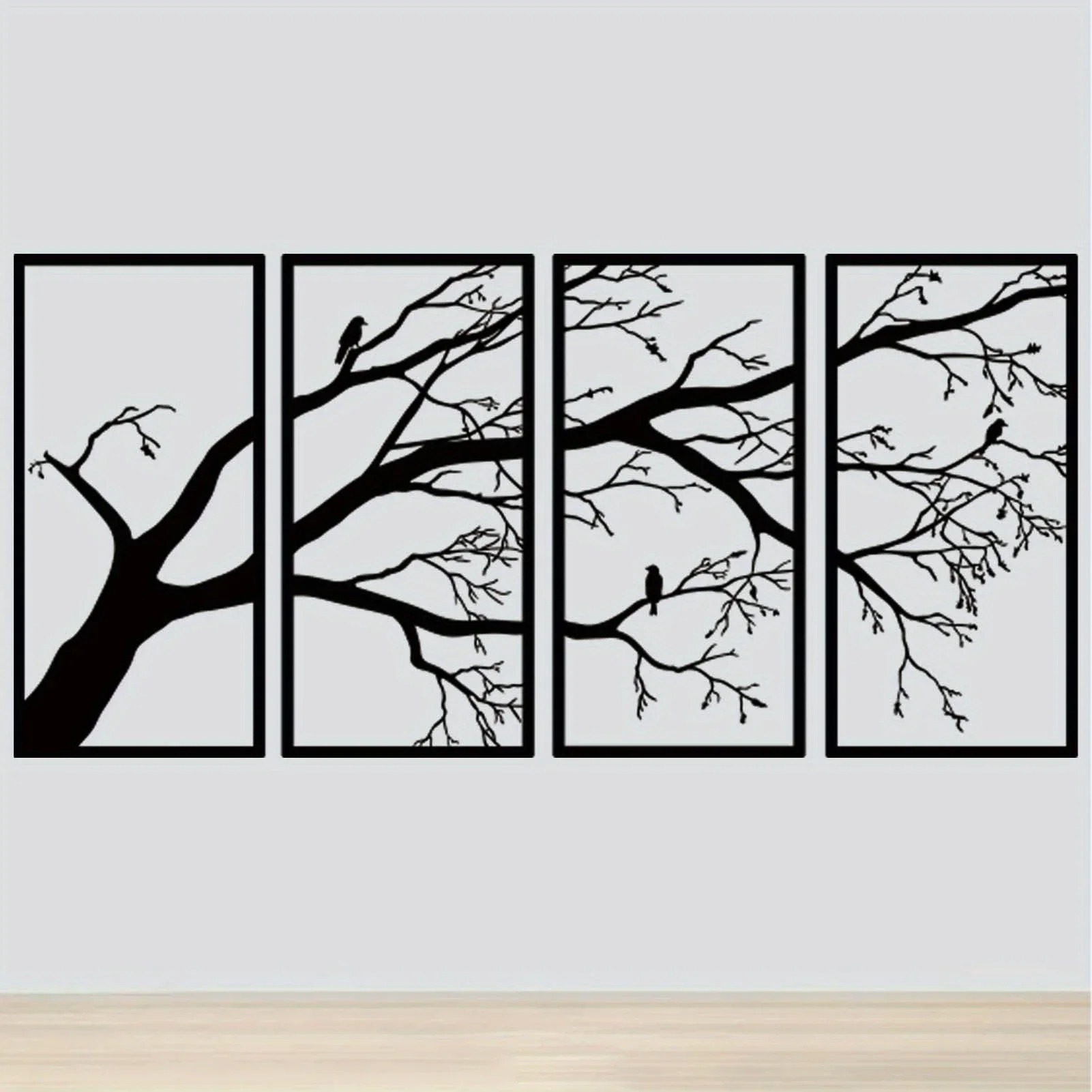 Luxury Metal Wall Art Decor Set Of 4 - Black Tree Of Life Sculpture view 4