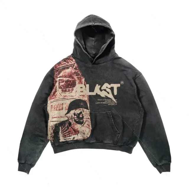Gothic Patchwork Print High Street Loose Pullover Hoodie Sweatshirt Style6 - Shop at LoveMi