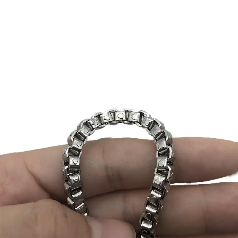 Stainless Steel Heart Pattern Box Chain Stripes