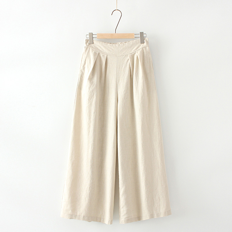 Title 4, Cotton and linen wide-leg cropped trousers