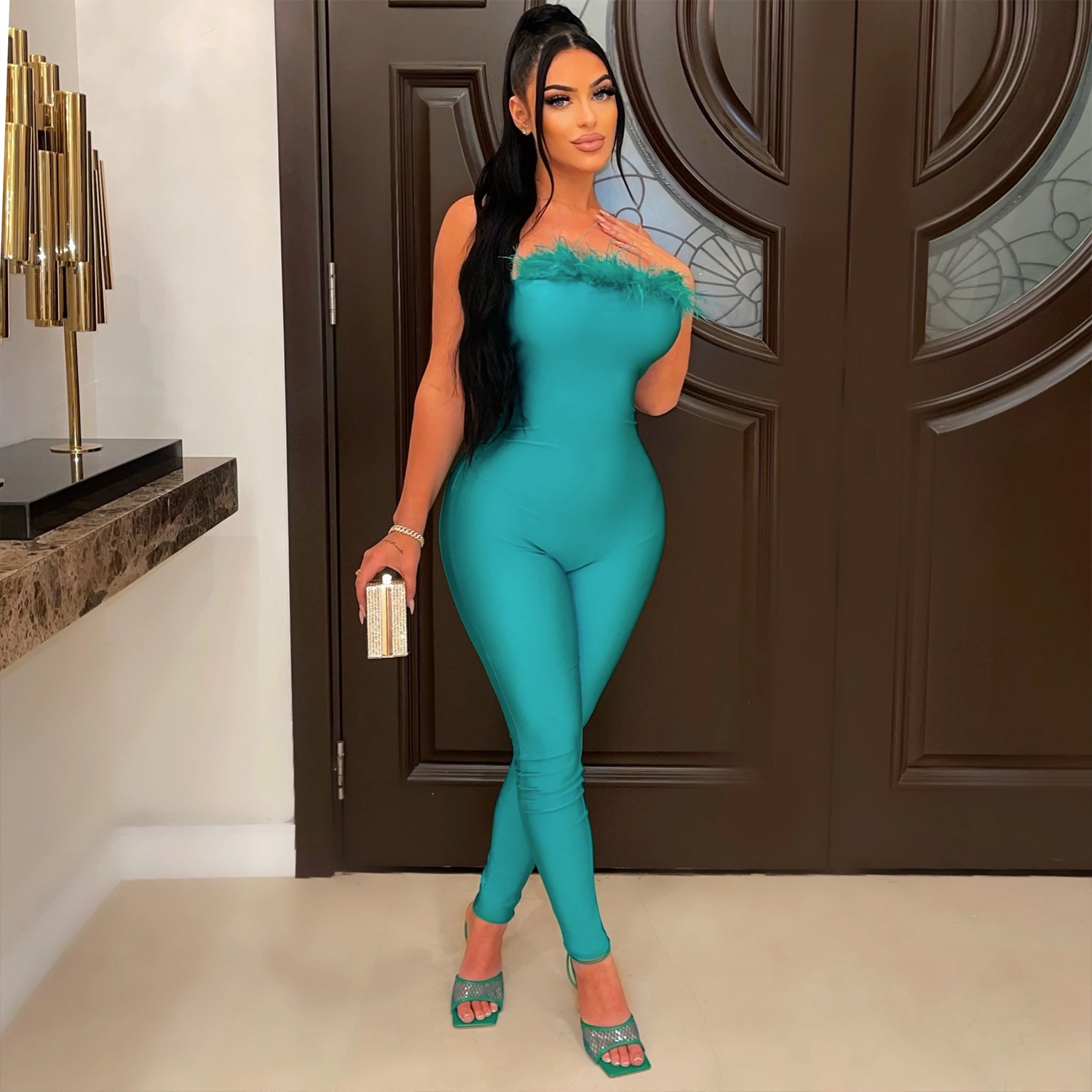 Women's Skinny Wrap Jumpsuit Trousers - Image 3