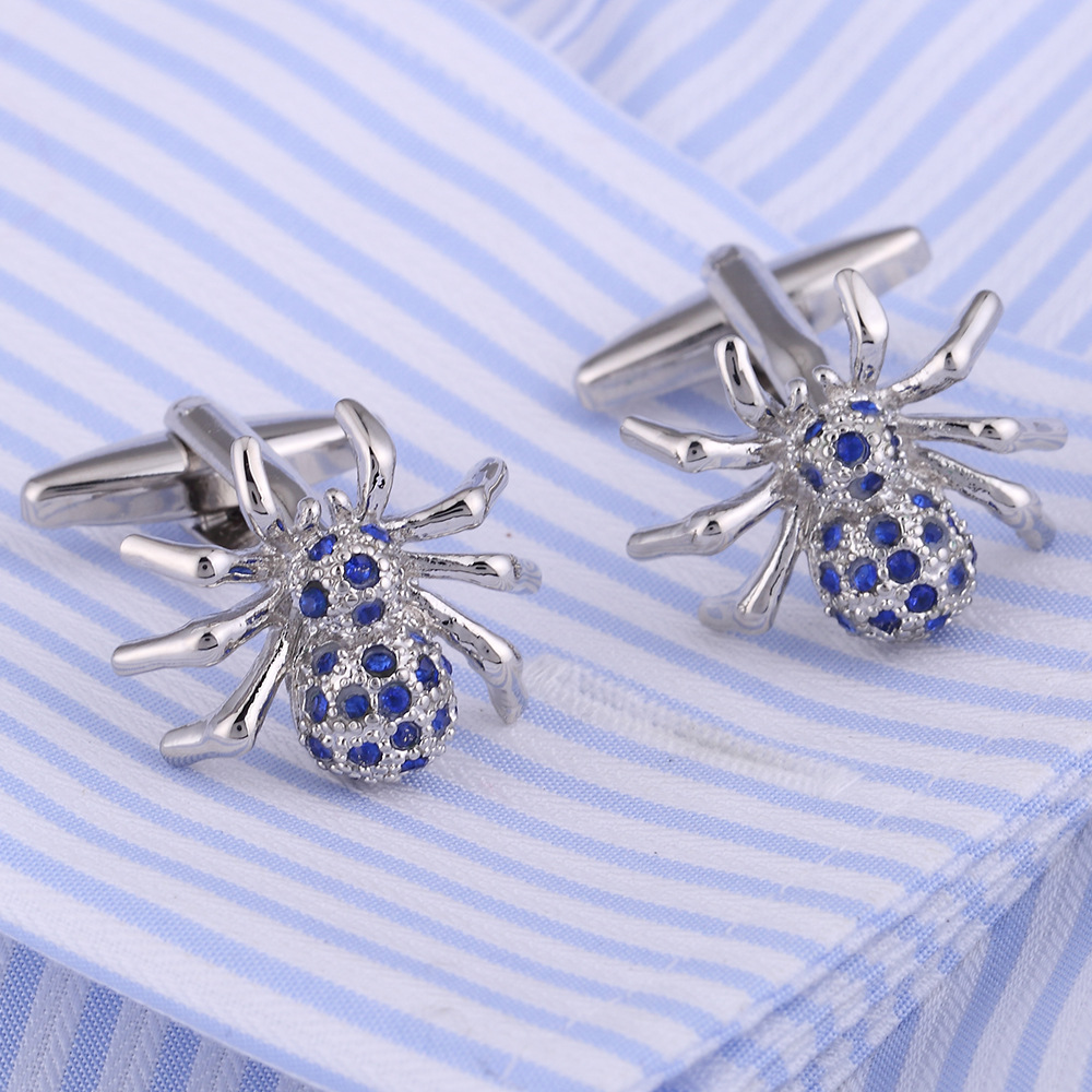 Title 1, Blue Crystal Spider Shape Cufflink