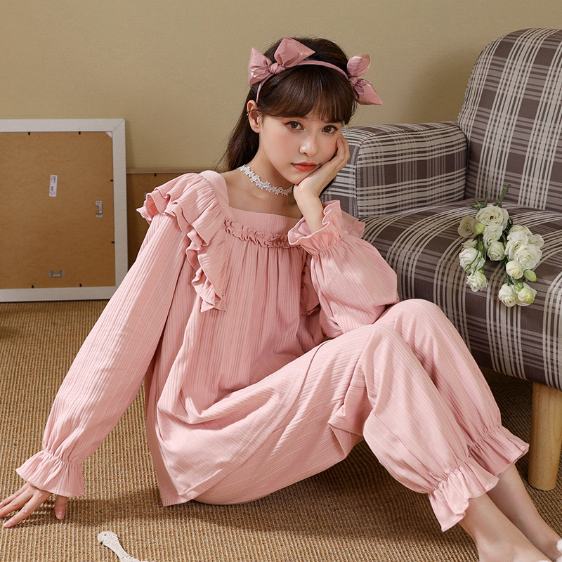 Title 1, Pajamas Ladies Long-sleeved Trousers Court Styl...