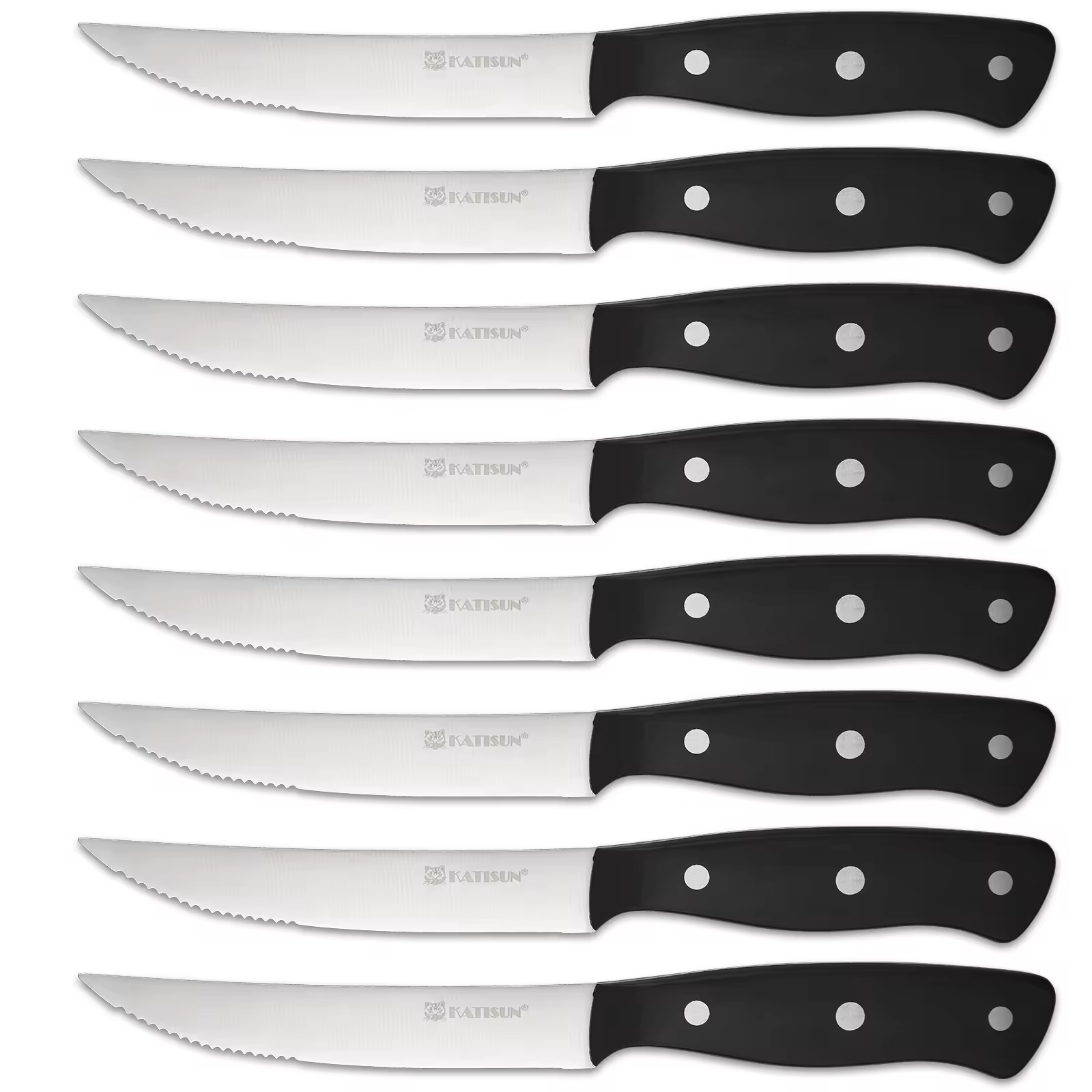 8-Piece 4.5-Inch Steak Knife Set, Carbon Steel Double Bevel, With Eco-Friendly POM Handles And Gift Box