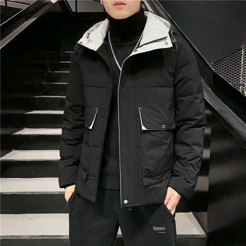 Workwear Jacket Short Hooded White Duck Down
