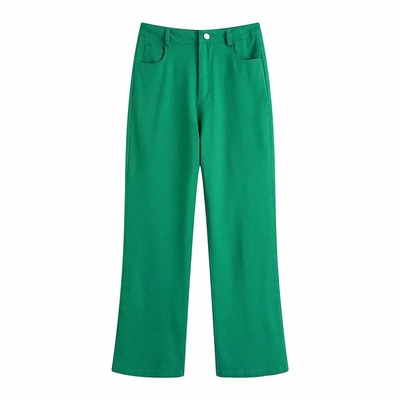 High-rise Wide-leg Jeans - Green