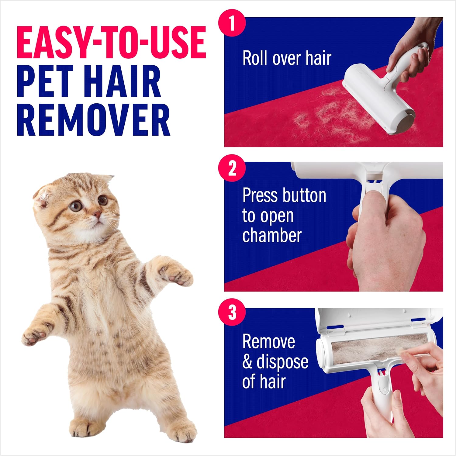 Reusable Pet Hair Remover Roller, Portable Lint Roller For Cat And Dog Hair On Furniture, Couch, Carpet, Car, Rugs And Bedding