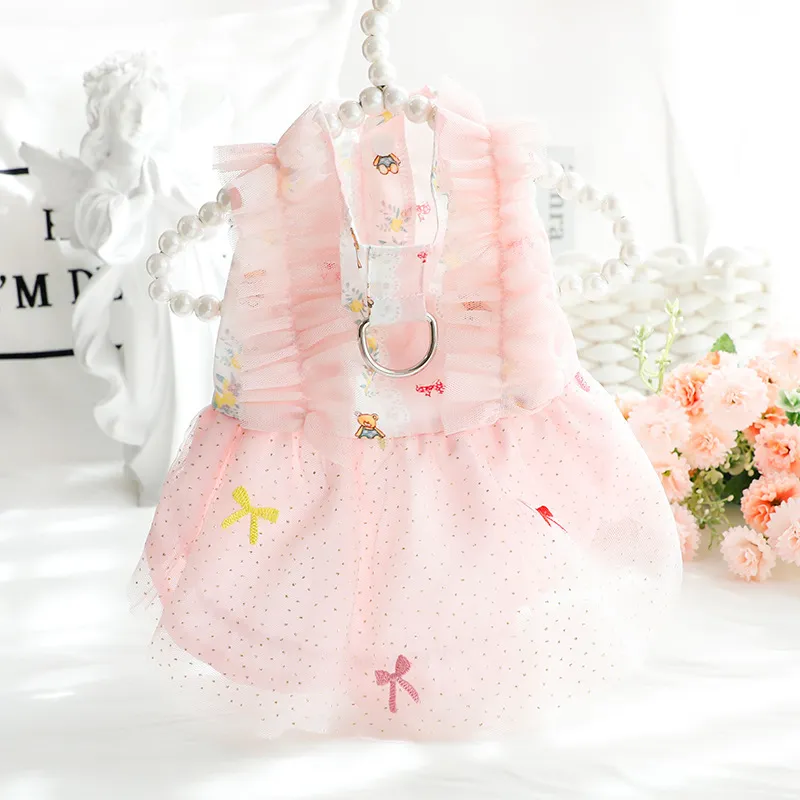 Dog Clothes Thin Cat Princess Skirt Embroidered Pet - Pink