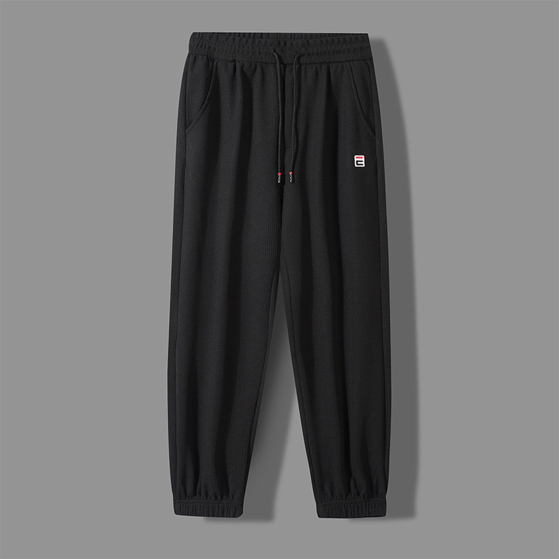 Plus Size Waffle Casual Pants Youth Fashion Cropped Trousers