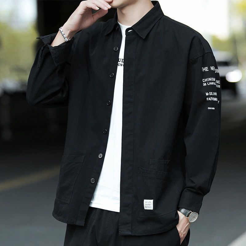 Thin Casual Loose Hong Kong Style Business Formal Wear Trend Non-iron Outer Wear Men's Jacket