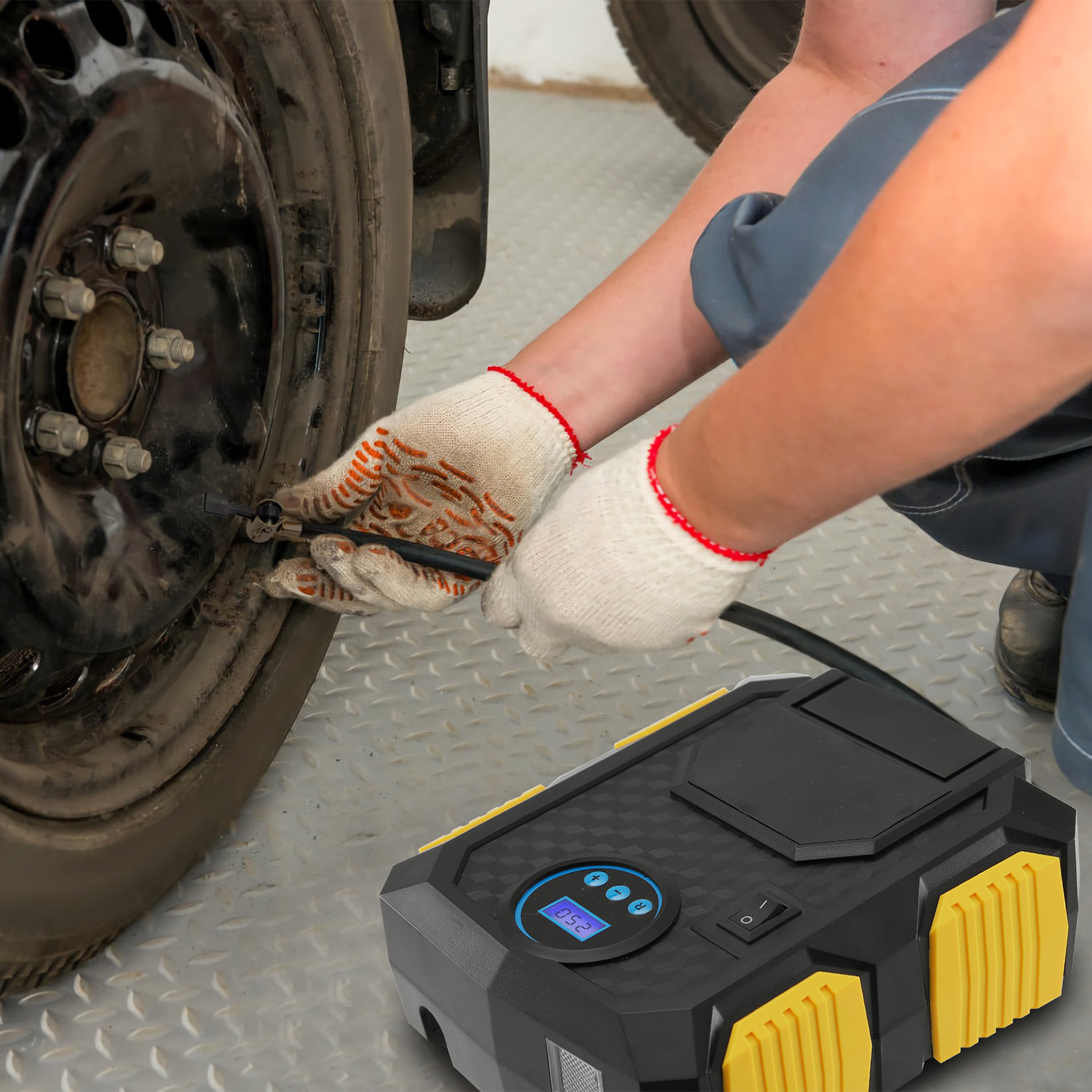 Tire Inflator 12V DC 120W 150PSI With LCD Electric Air Compressor 25L Per Min Large Air Flow