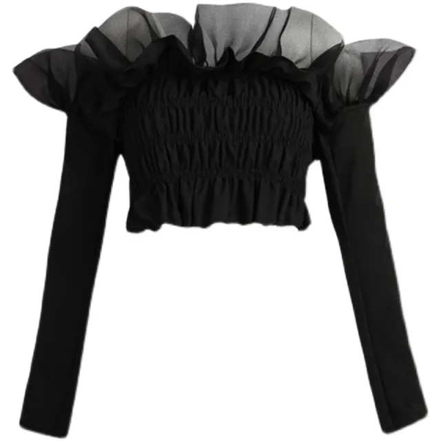 French Off Shoulder Short Shirt Black - Shop at LoveMi