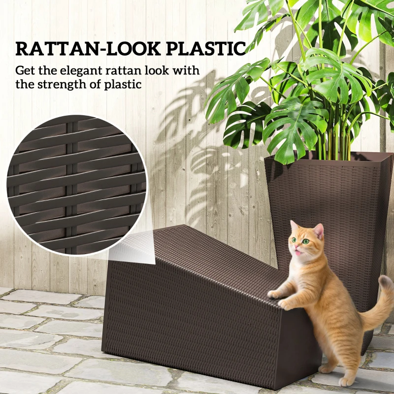 Set Of 3 Tall Planters With Drainage Hole, 24 Outdoor Flower Plant Pots, Indoor Planters For Porch, Front Door, Entryway, Patio And Deck, Brown