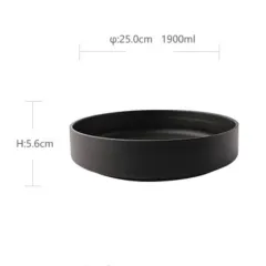 Snow Glazed Ceramic Western Food Plate Round Creative Baked Rice Plate Salad - Black - View 1