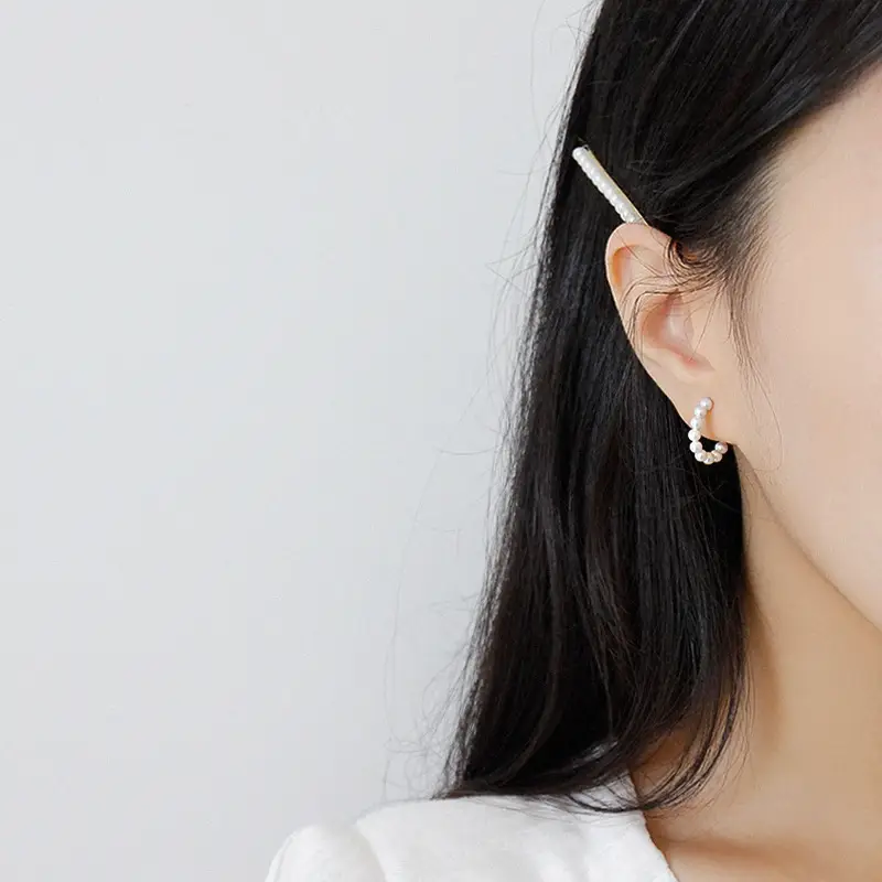 Simple Geometric S925 Sterling Silver Ring Bead Earrings