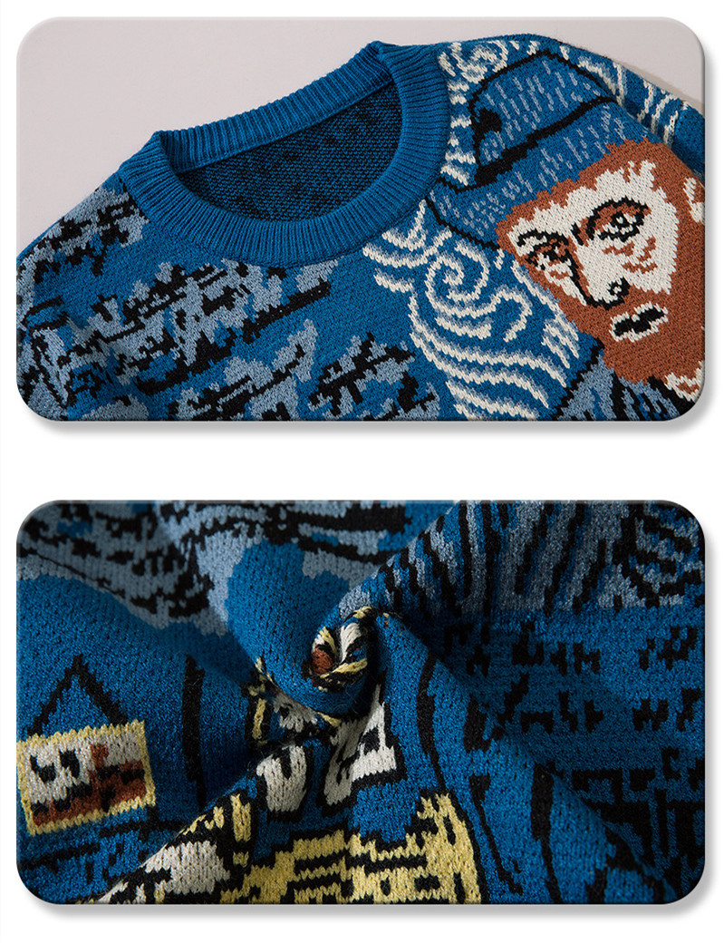 Painted Graffiti Pullover Sweater Casual Lazy Loose