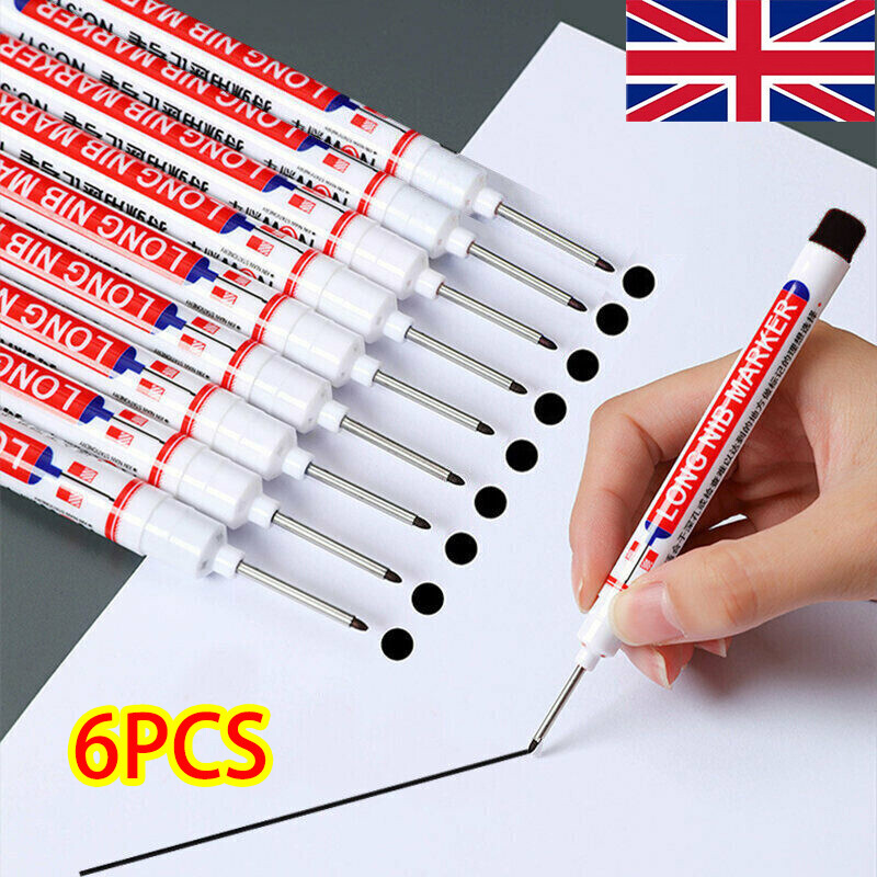 6pcs 20mm Long Nib Nose Reach Head-Permanent Ink Marker-Pens Fine Tip Deep Hole — image 7
